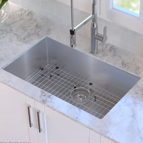 KHU100-30 Standart PRO™ 30" L x 18" W Undermount Kitchen Sink with Basket Strainer | Wayfair North America