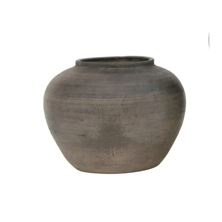 Artissance  8"W Small Charcoal/Gray Ceramic Indoor Outdoor Vintage Pottery Jar, Home and Garden D... | Walmart (US)