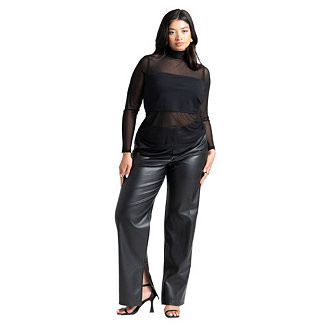 Women's Plus Size Slit Hem Faux Leather Pant | Macy's