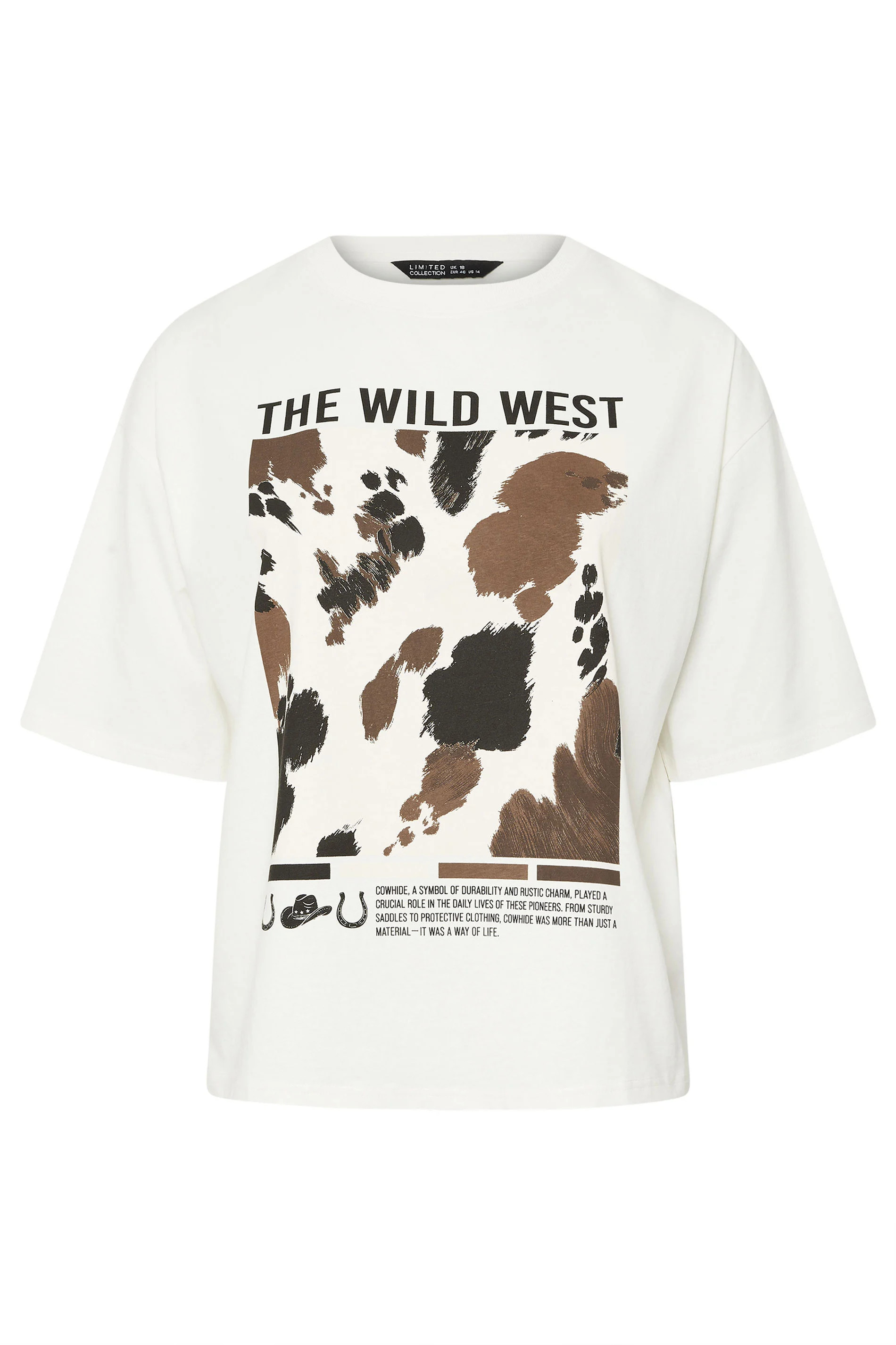 LIMITED COLLECTION Plus Size White Cow Print Slogan T-Shirt | Yours Clothing UK