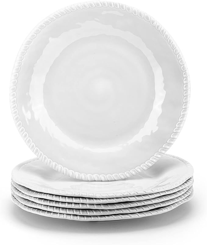 Melamine Plates, 11-inch Dinner Plates Dinnerware Dish, set of 6 White | Amazon (US)