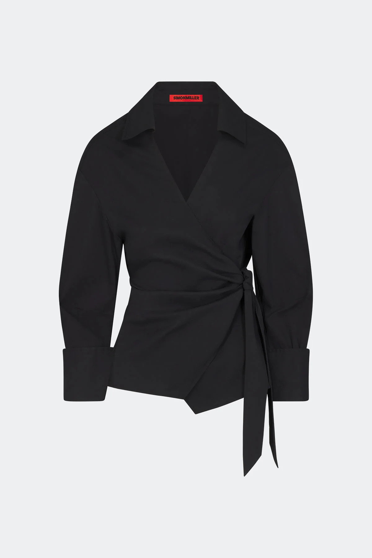 Anya Poplin Wrap Top In Black | Simon Miller