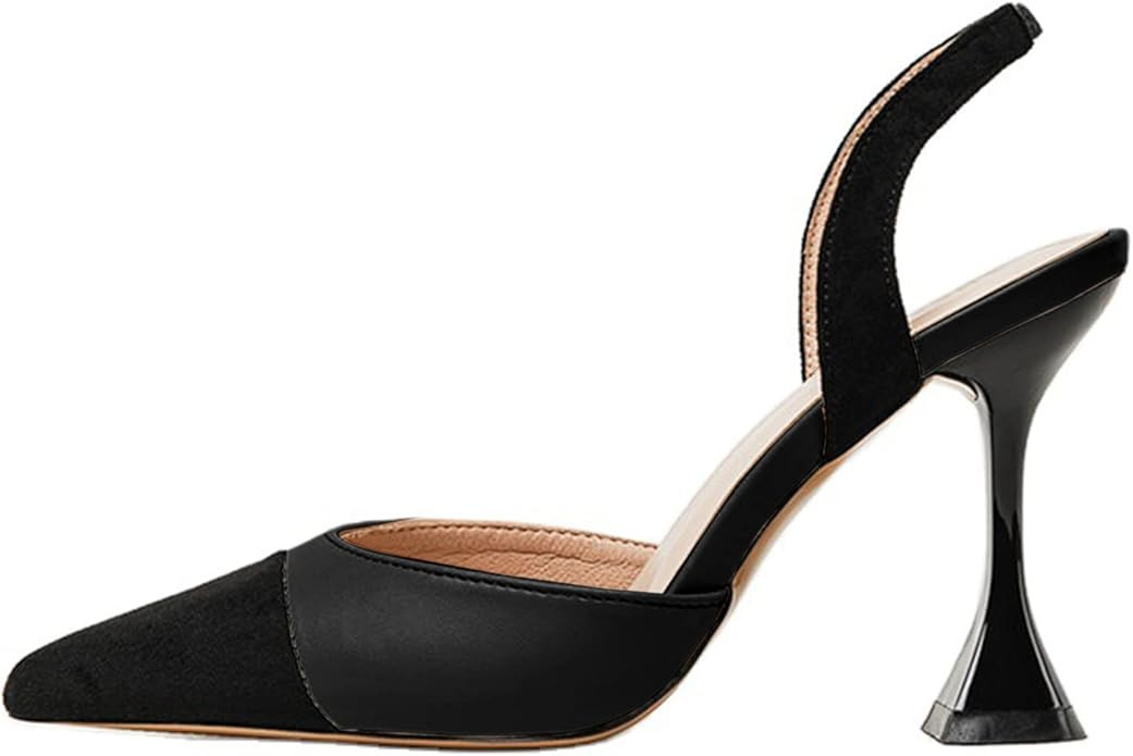 Coutgo Women's Slingback Pumps Pointed Toe Slip On Stiletto Heels Patchwork Dress Party Shoes | Amazon (US)