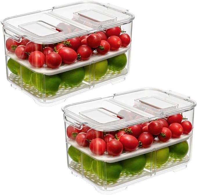 SANNO Produce Saver Food Storage Container with Lids and Vents,Vegetable Fruit Storage Containers... | Amazon (US)