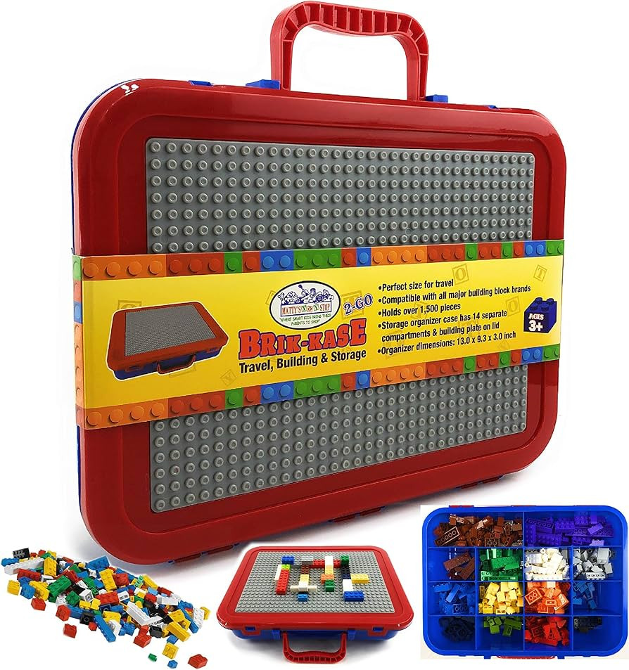 Matty's Toy Stop Brik-Kase 2-GO 13" Travel, Building, Storage & Organizer Container Case with Bui... | Amazon (US)
