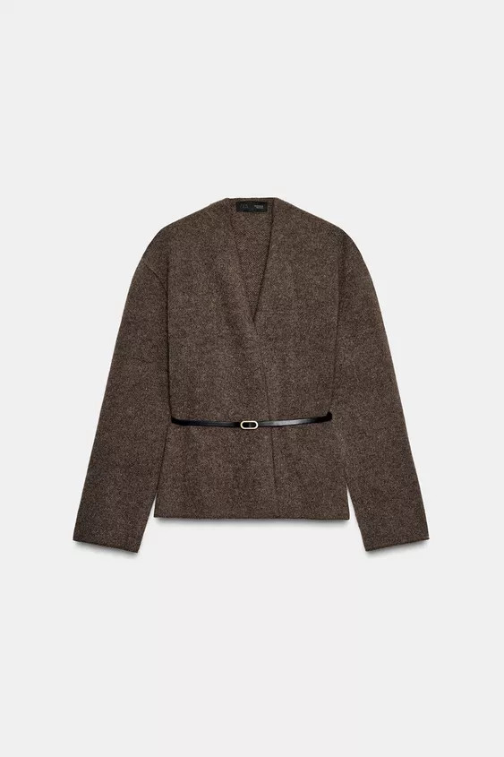 100% WOOL BELTED CARDIGAN | Zara US