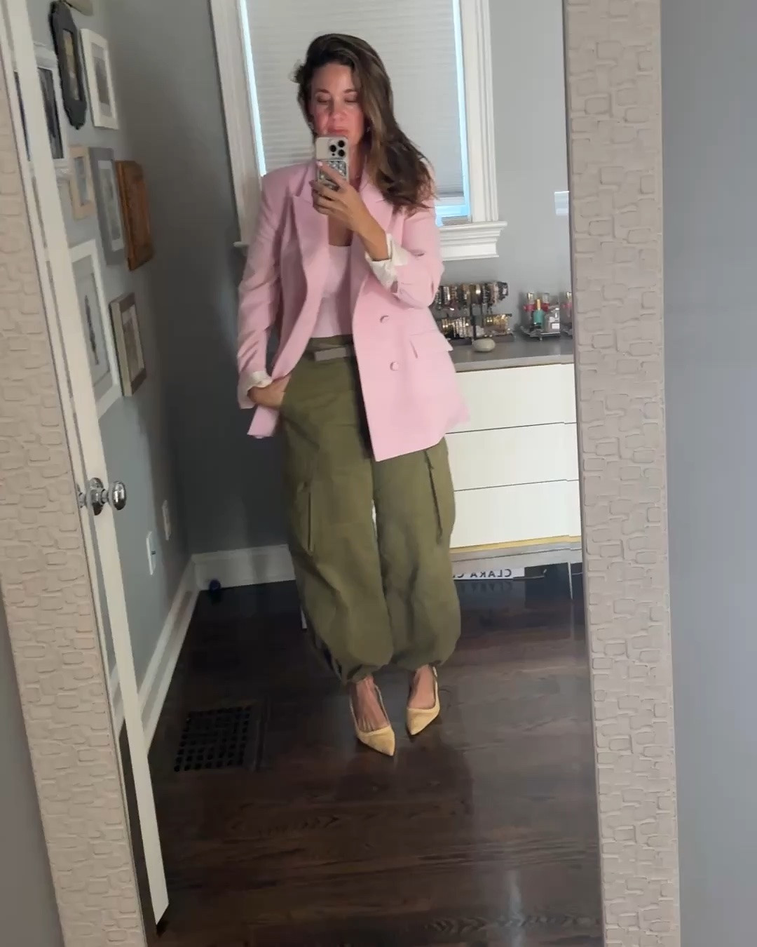Fall cargos 🩷

Love a cargo colored pant paired with pink!

#LTKOver40