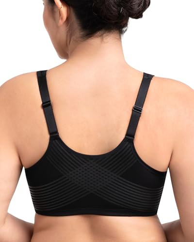 HSIA Posture Bras for Women - Front Closure Posture Corrector Bra Back Support Seamless Plus Size Tshirt Underwire Bra Black | Amazon (US)