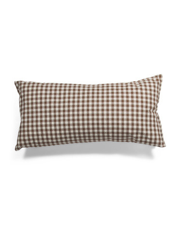 12X25 Cotton Clean Check Gingham Lumbar Pillow | TJ Maxx