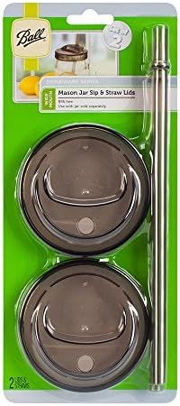 Ball 4-Piece Sip & Straw Lids Set for Wide Mouth Mason Jars | Grey | (2-Lids and 2-Straws) | Amazon (US)