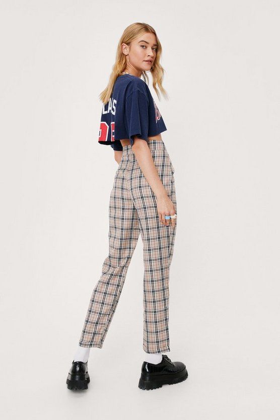 Check Tapered High Waisted Trousers | NastyGal (UK, IE)
