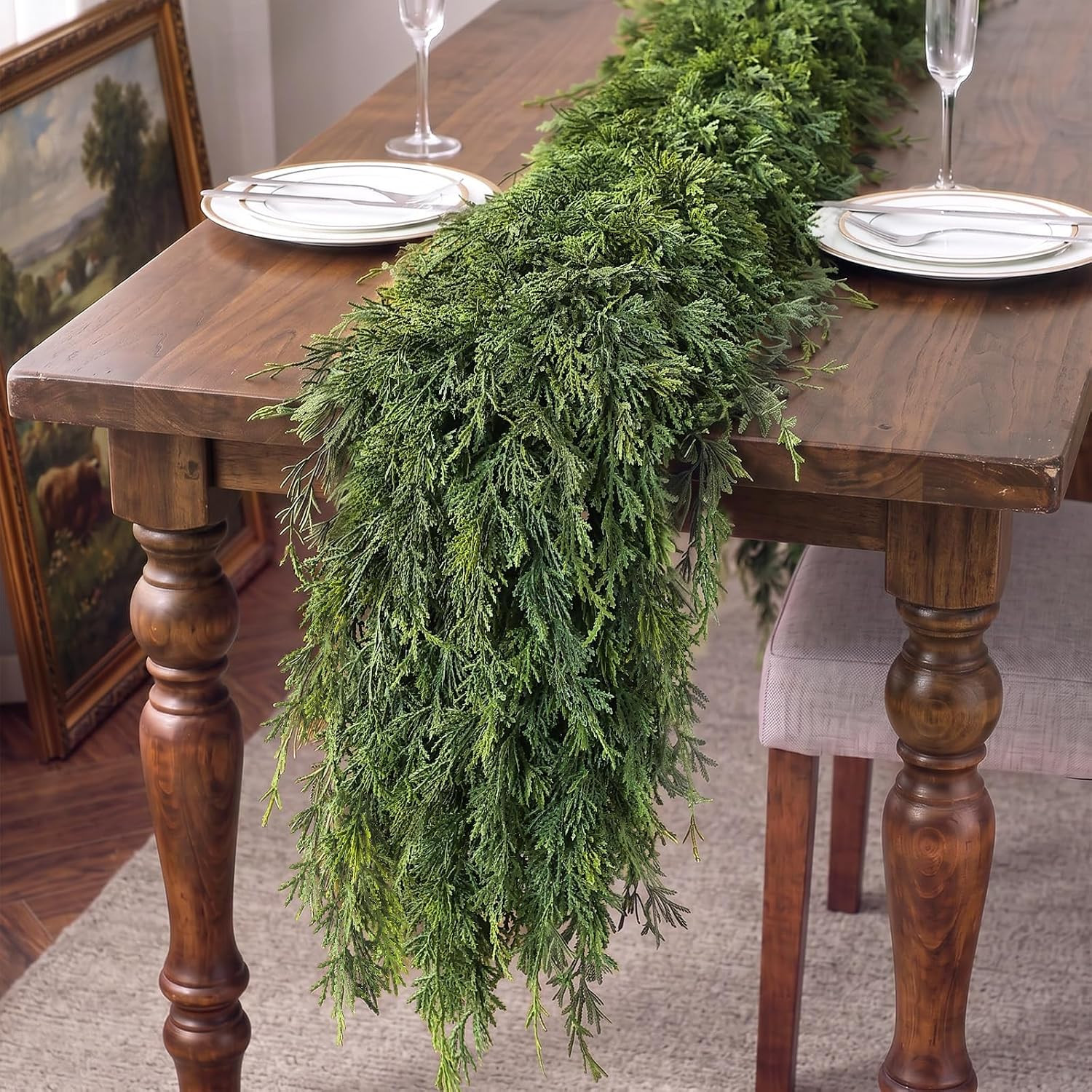 1Pcs 6FT Lifelike Touch Artificial Christmas Cedar Garland for Mantle Decor | Amazon (US)