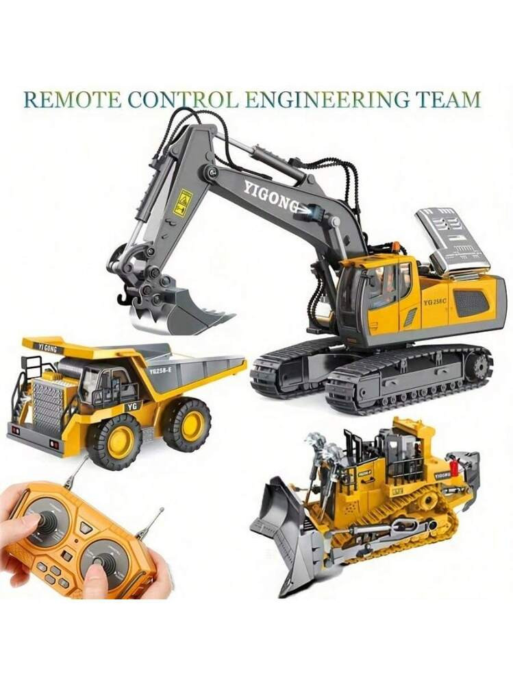2.4Ghz 11 Channel Remote Control Excavator Toy - RC Construction Bulldozer Dump Truck Alloy Vehic... | SHEIN