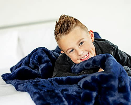 Minky Couture Premium Solid Color Blanket - Soft, Warm, Cozy, Comfortable, (Monster, Lush Navy) | Amazon (US)