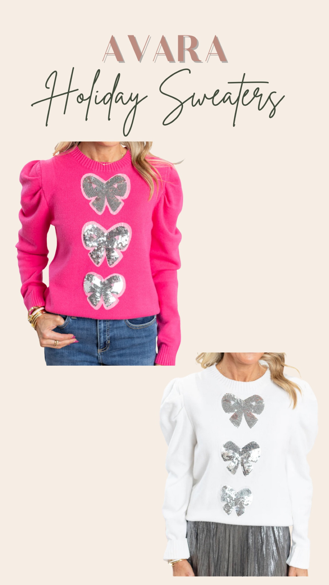 Avara holiday sweaters, bows, Christmas, embellished, sequin, trending, best seller 

#LTKSeasonal #LTKstyletip #LTKHoliday