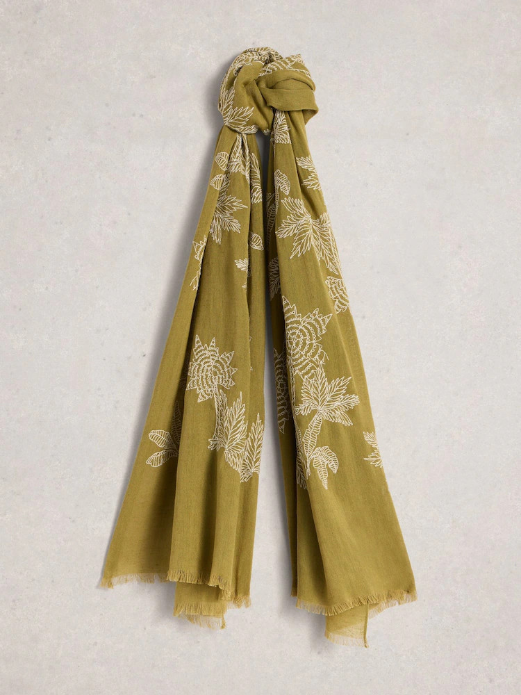 White Stuff Green Embroidered Scarf | Next US