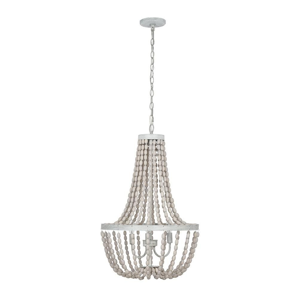 Alsy 3-Light Antique White with Gray Beaded Chandelier | The Home Depot