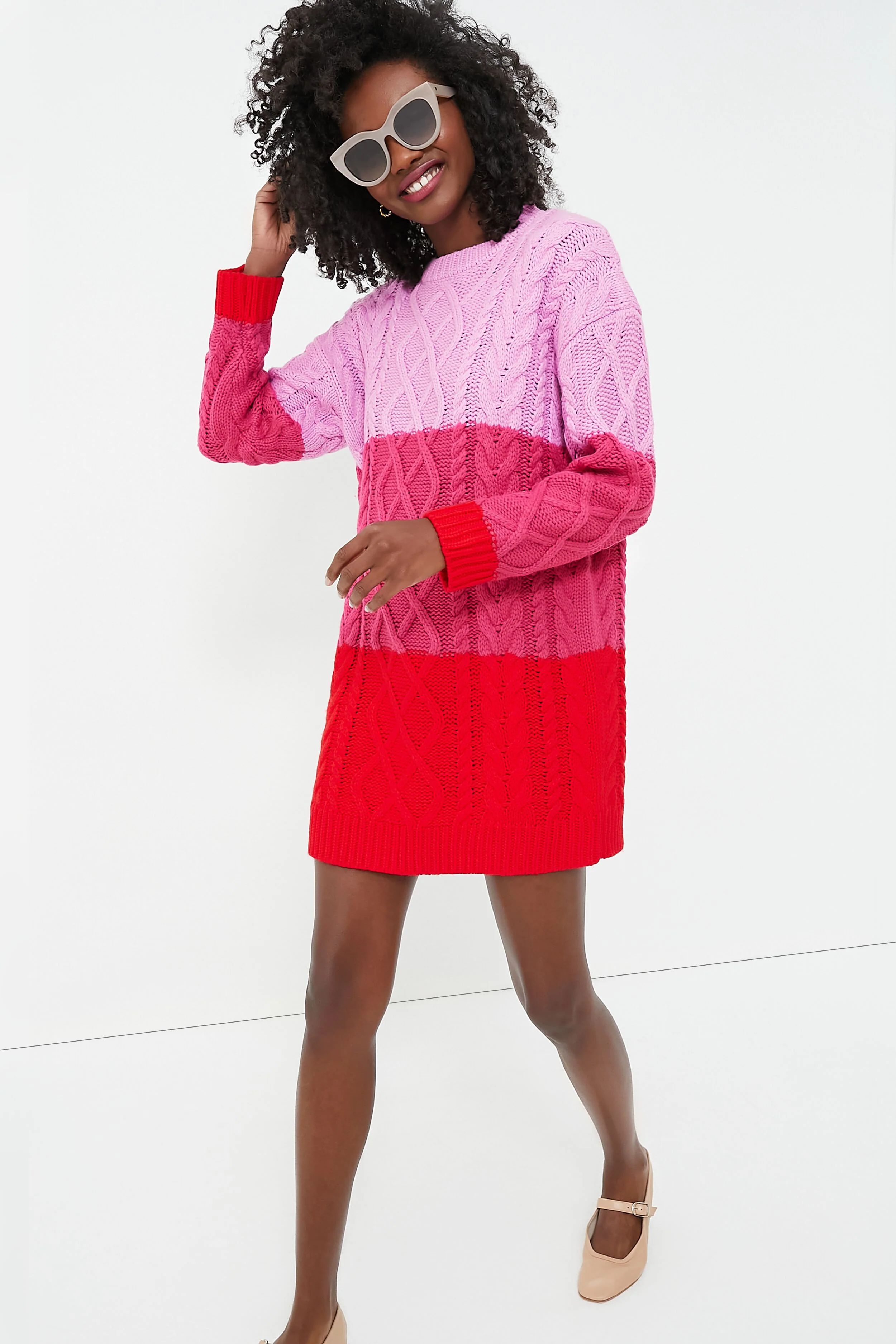 Pink &amp; Red Color Block Scarlett Sweater Dress | Tuckernuck (US)