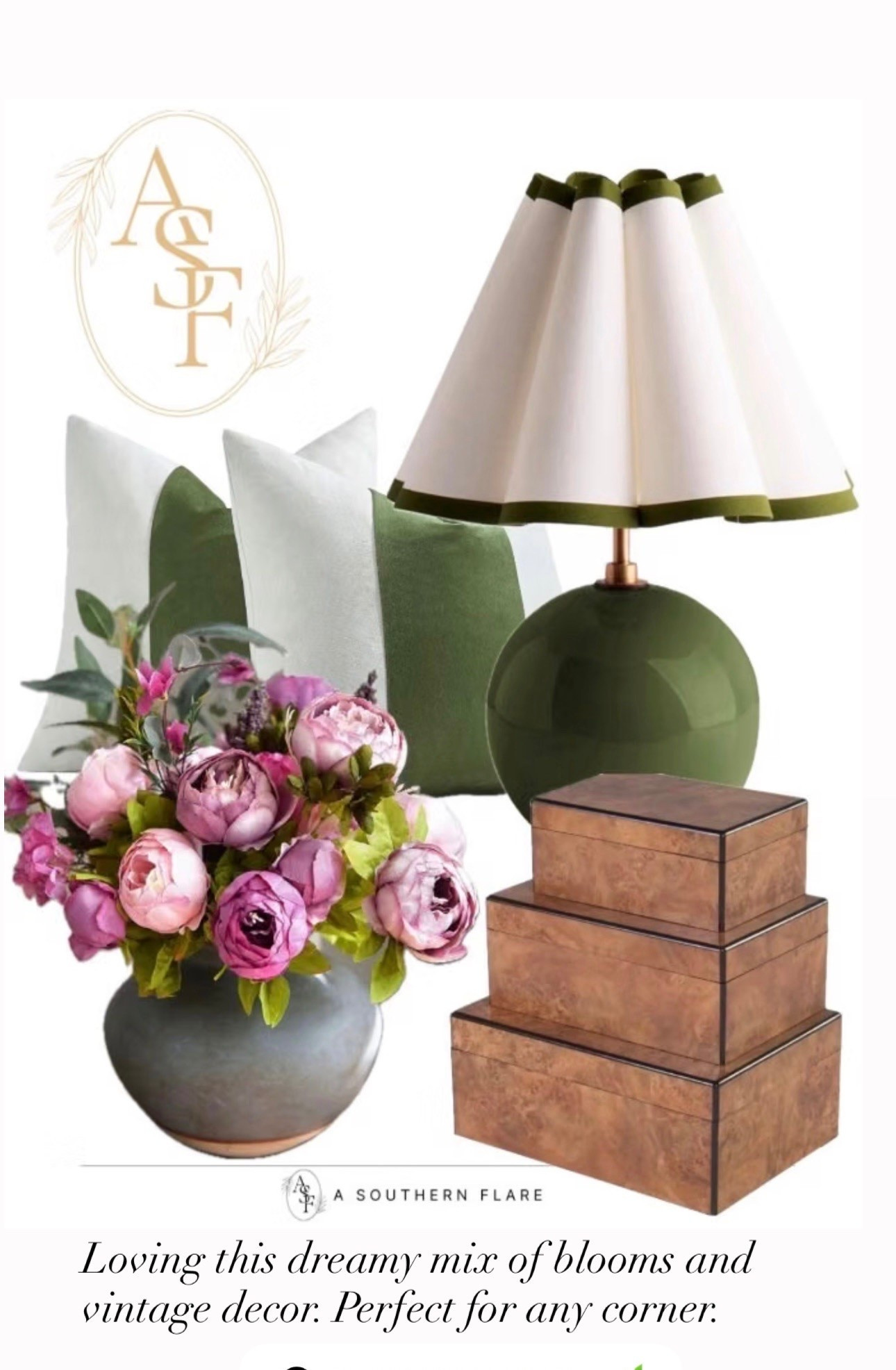 Loving this dreamy mix of blooms and vintage decor. Perfect for any corner. #HomeDecor #Flowers / Amazon Home