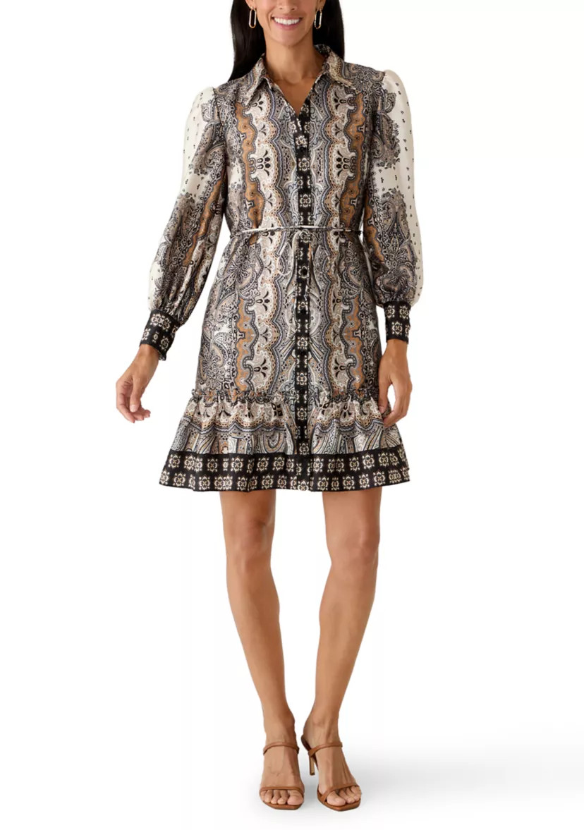 Women's Long Sleeve Printed Chiffon Shirtdress | Belk