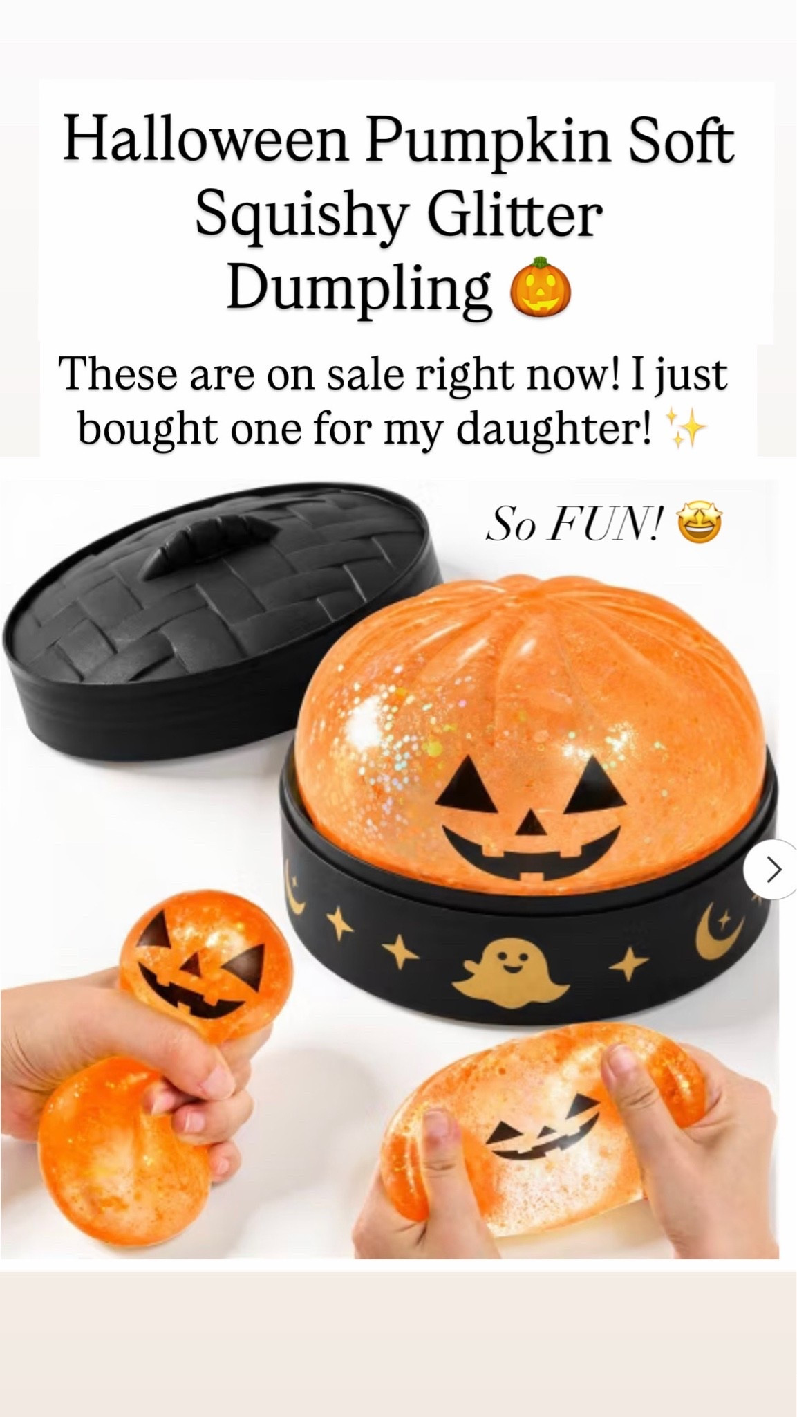 Dumpling Halloween Pumpkin Soft Squishy Glitter

#LTKKids #LTKSaleAlert