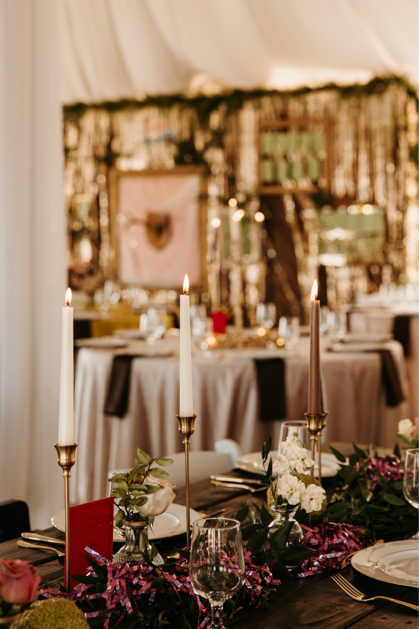 Candles, candle sticks, & tinsel 
#taper #tapercandles 

#LTKFindsUnder50 #LTKParties #LTKWedding