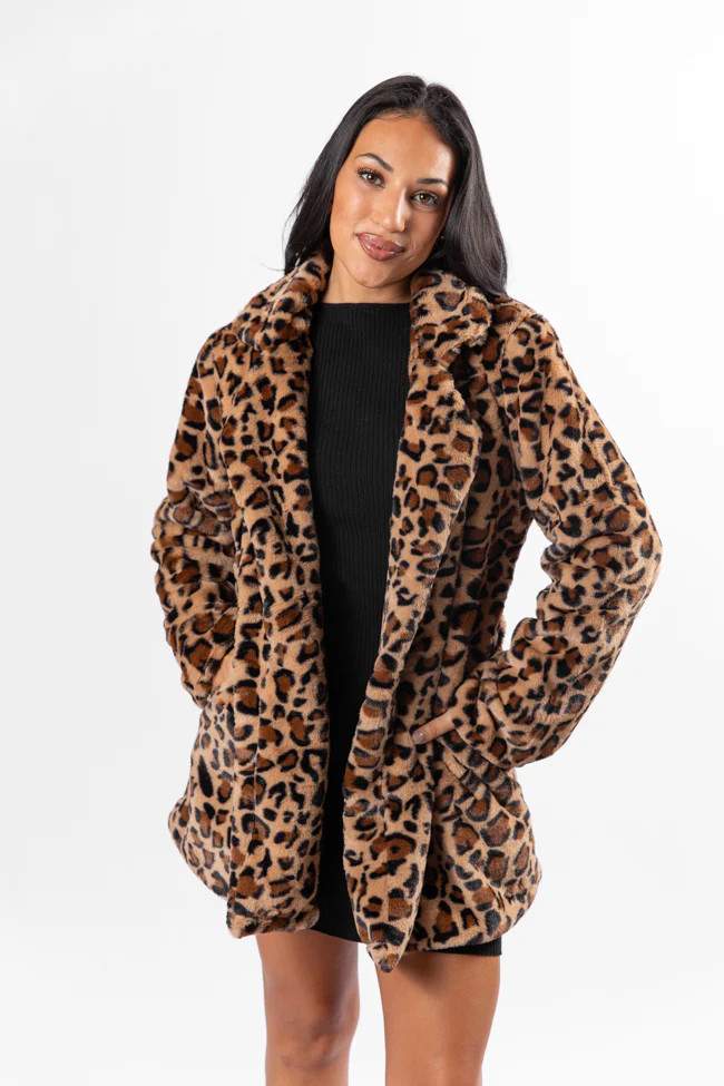 I Won't Give Up Brown Leopard Fur Coat | Pink Lily