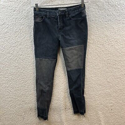 Free People Patchwork Cut & Sew Mid Rise Straight Denim Jeans Size 26  | eBay | eBay US