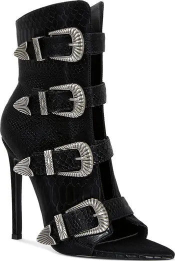 Tjeerd Snakeskin Embossed Open Toe Bootie (Women) | Nordstrom