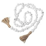 White Chippy Farmhouse Wood Bead Garland, Home Decor Beads - 6 ft | Amazon (US)