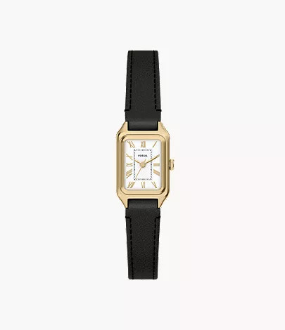 Raquel Mini Three-Hand Black Leather Watch | Fossil (US)