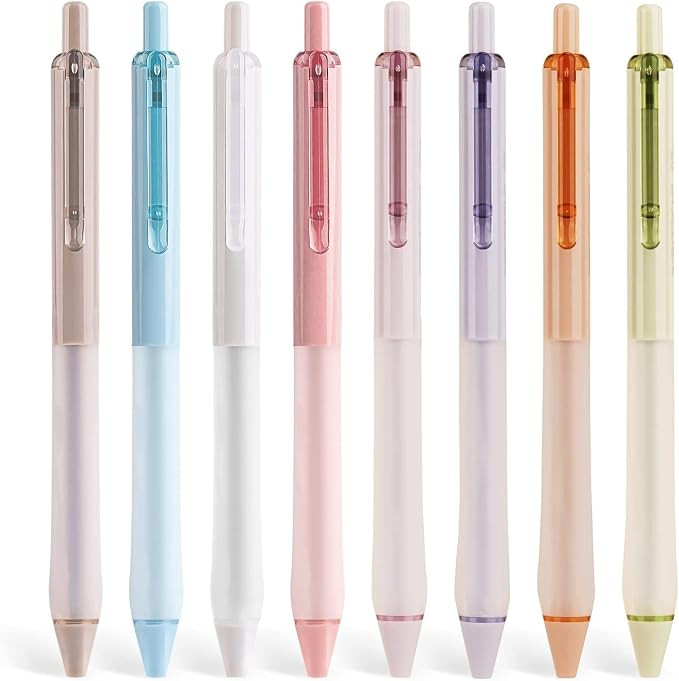 WRITECH Gel Ink Retractable Pens: Soft Grip Black Ink 0.7mm Fine Point 8ct | Comfort Grip Extra S... | Amazon (US)