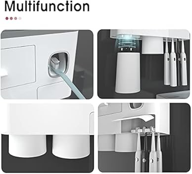 iHave Toothbrush Holders for Bathrooms, 2 Cups Toothbrush Holder Wall Mounted with Toothpaste Dis... | Amazon (US)