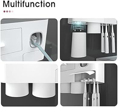iHave Toothbrush Holders for Bathrooms, 2 Cups Toothbrush Holder Wall Mounted with Toothpaste Dis... | Amazon (US)
