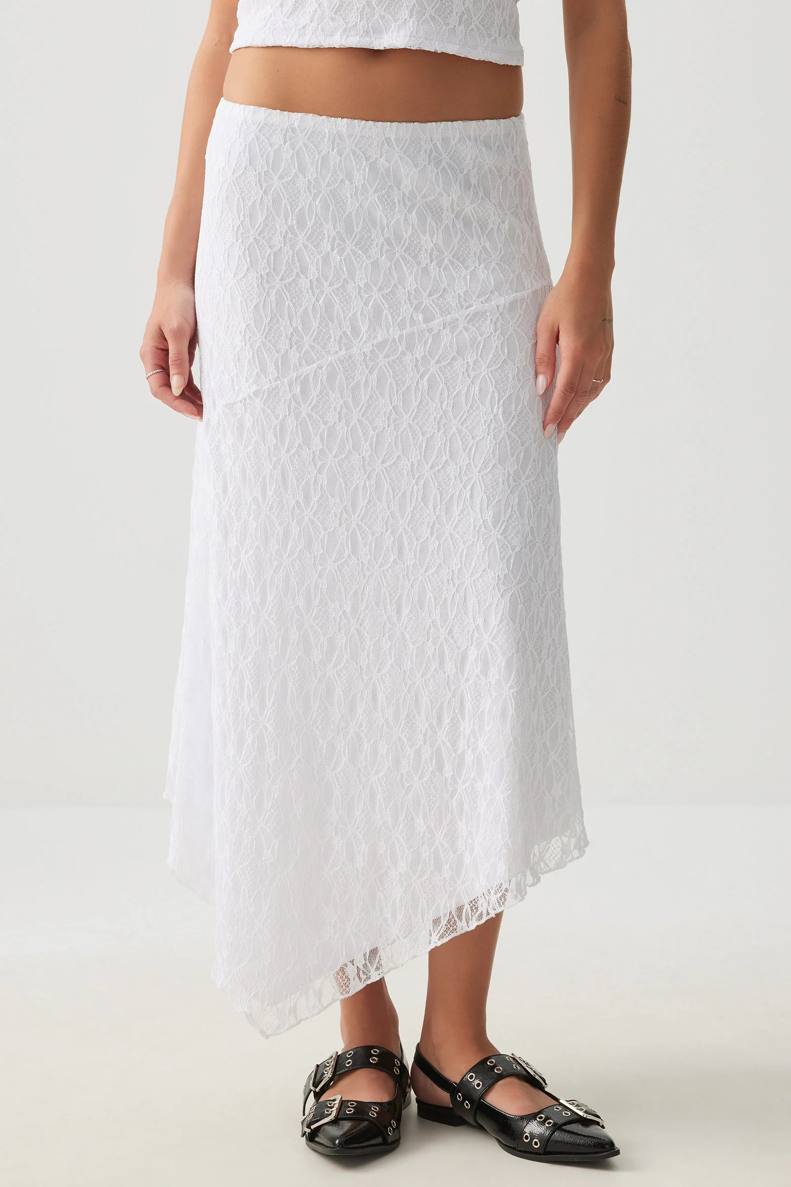 Asymmetrical Midi Lace Skirt | Ardene