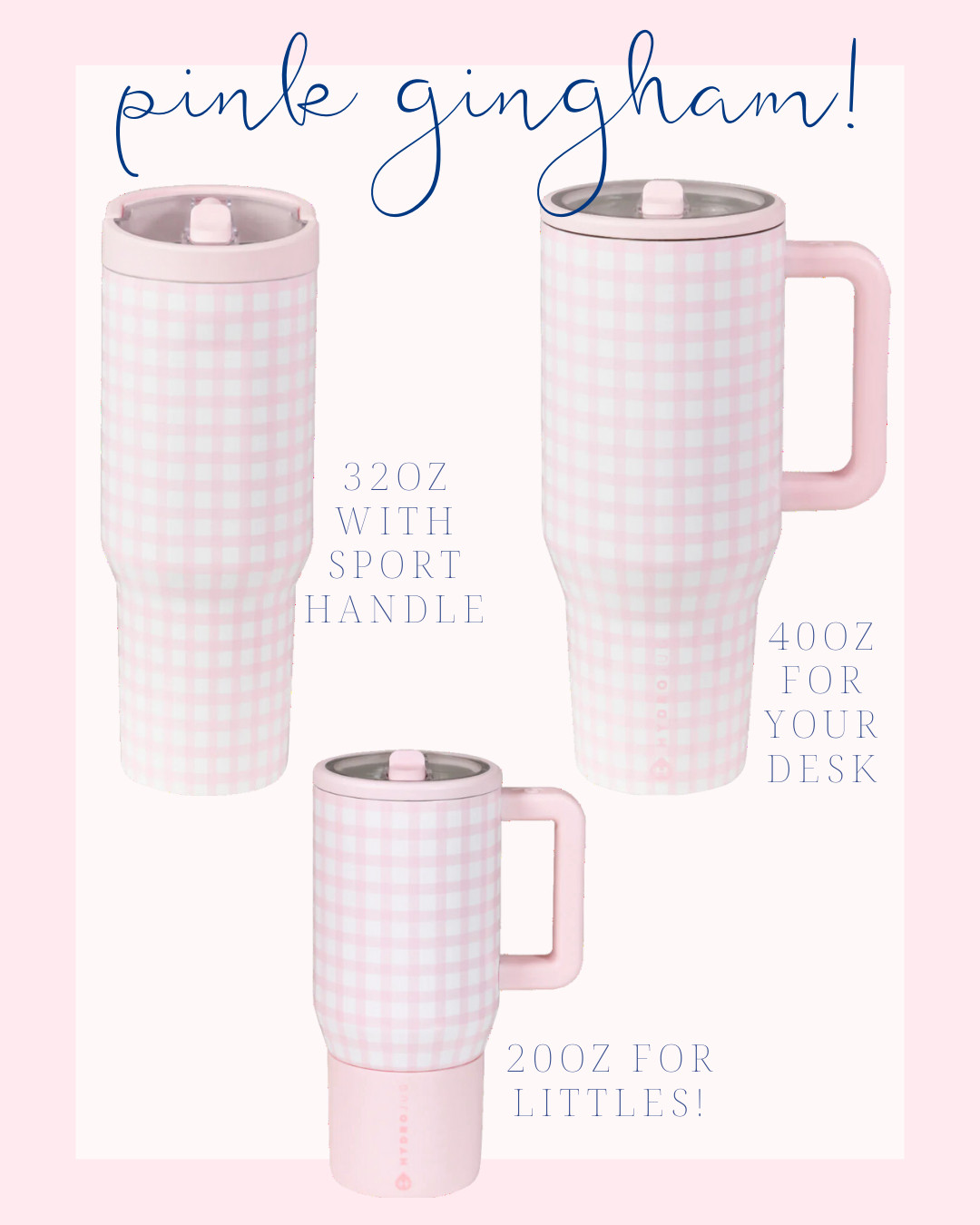 Pink gingham water bottles!  

 #LTKFindsUnder50 #LTKStyleTip