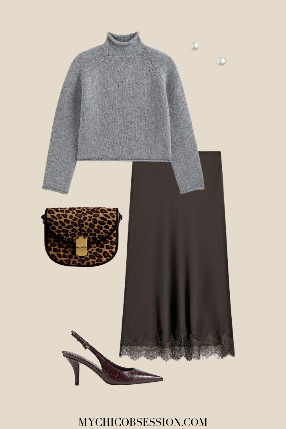 Chocolate brown is the perfect color to reach for if you want your winter outfits to look more expensive. Try pairing a chocolate brown slip skirt with a cozy sweater, croc-embossed heels and a leopard print bag for a chic winter outfit idea. 

 #LTKSeasonal