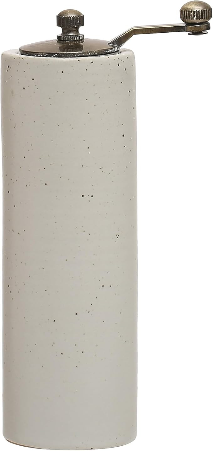 Creative Co-Op 2.25 Inches Round Stoneware Salt and Pepper Grinder, White Salt & Pepper Shaker | Amazon (US)