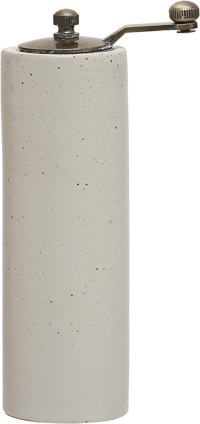 Creative Co-Op 2.25 Inches Round Stoneware Salt and Pepper Grinder, White Salt & Pepper Shaker | Amazon (US)