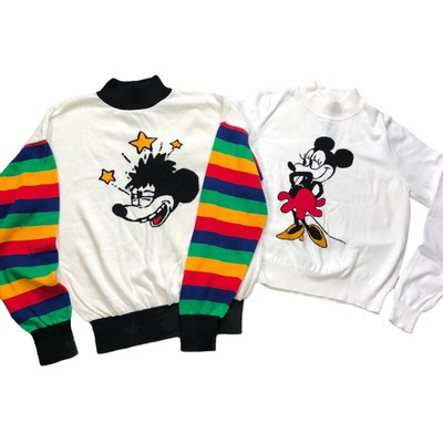 Lot of 2 Disney x Forever 21 Mickey Mouse Minnie Rainbow Graphic Knit Sweater S | eBay US