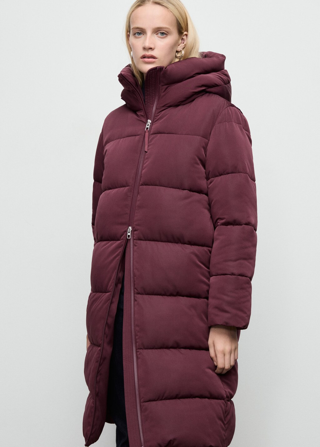Long padded anorak with hood - Women | MANGO United Kingdom | MANGO (UK)