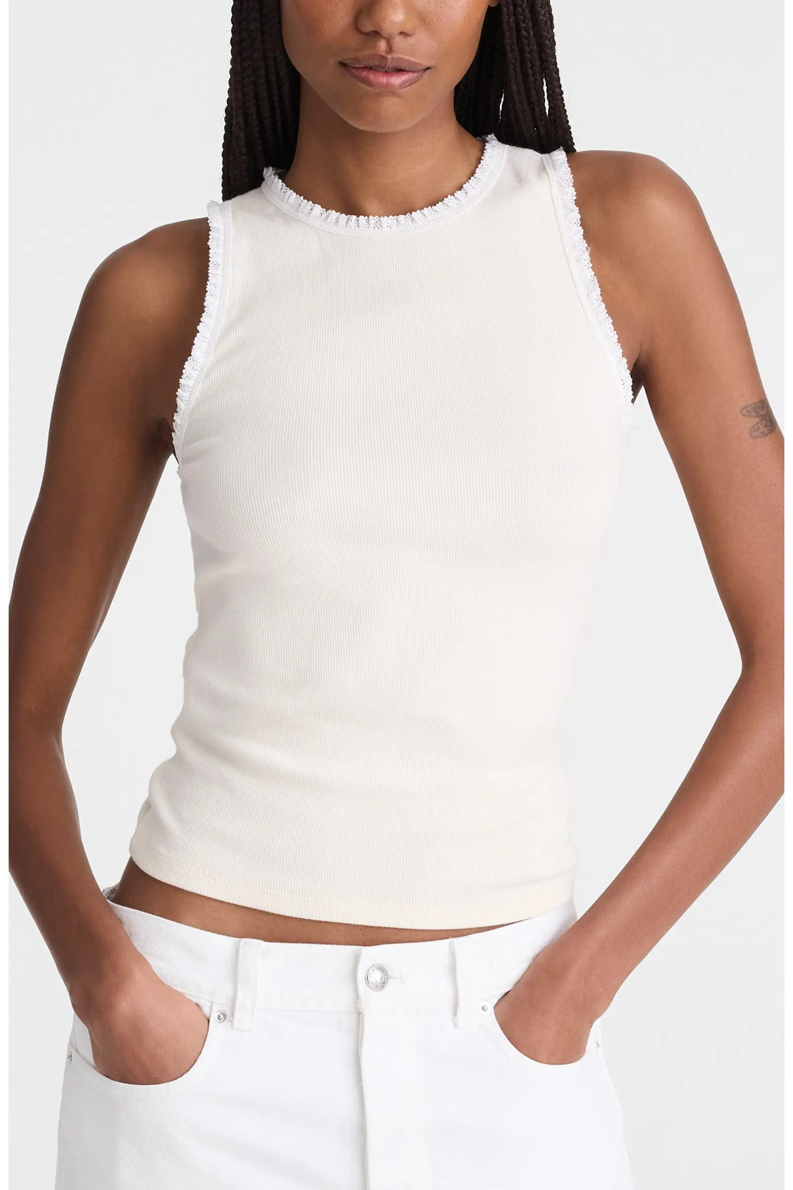 Lace Trim Rib Tank (Women) | Nordstrom | Nordstrom