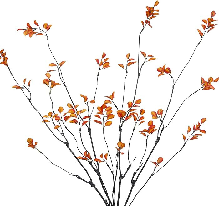 4 Pcs Artificial Greenery Stems Plants 35.4" Faux Branches for Vase Filler Fake Ficus Twig Plants... | Amazon (US)