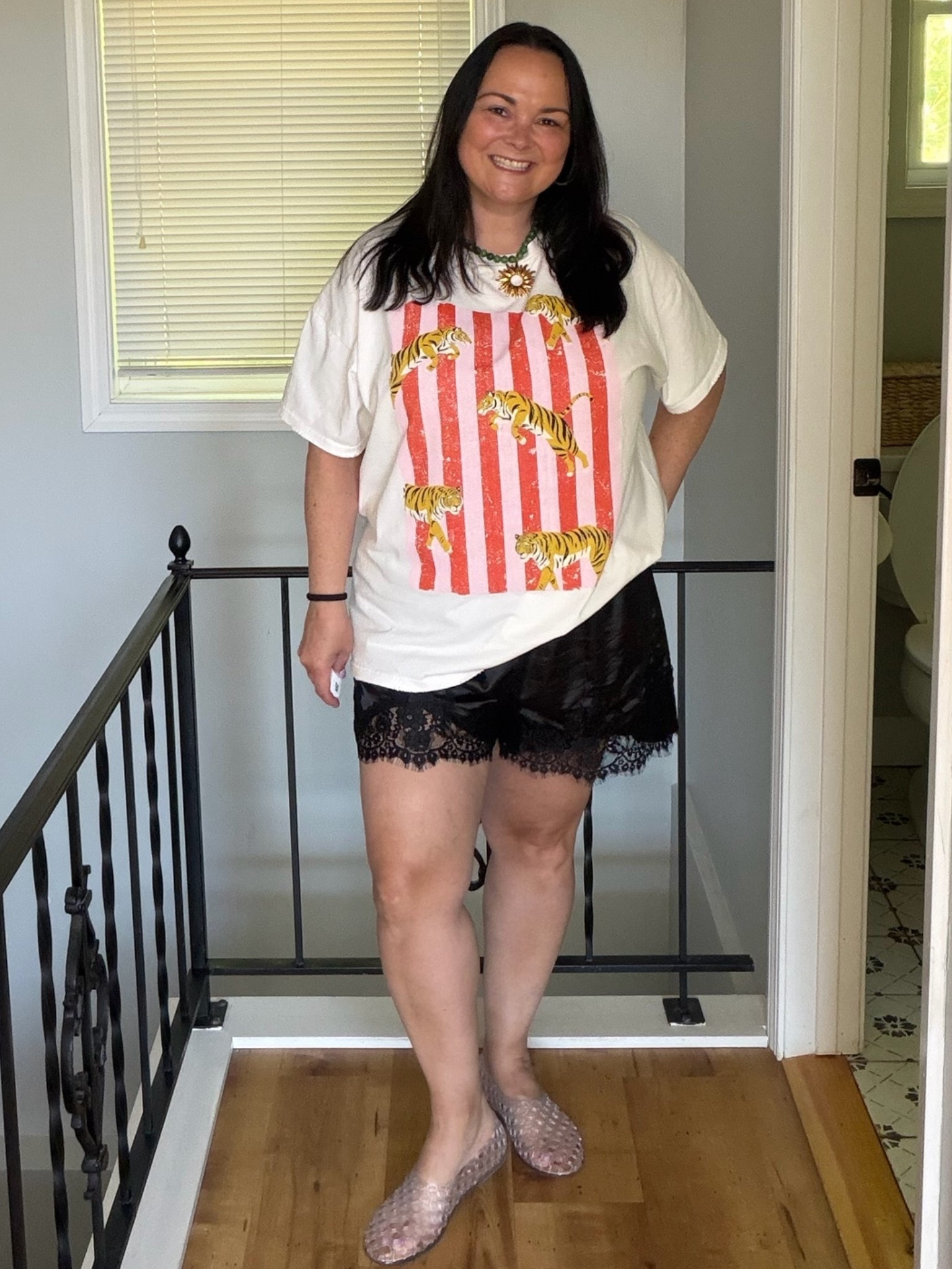 Casual Saturday outfit for errands and lunch. Size down in the shirt. Shorts are TTS.

#LTKootd #LTKMidsize #LTKSeasonal
