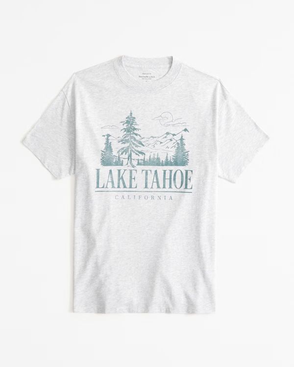 Women's Oversized Lake Tahoe Graphic Tee | Women's Tops | Abercrombie.com | Abercrombie & Fitch (US)
