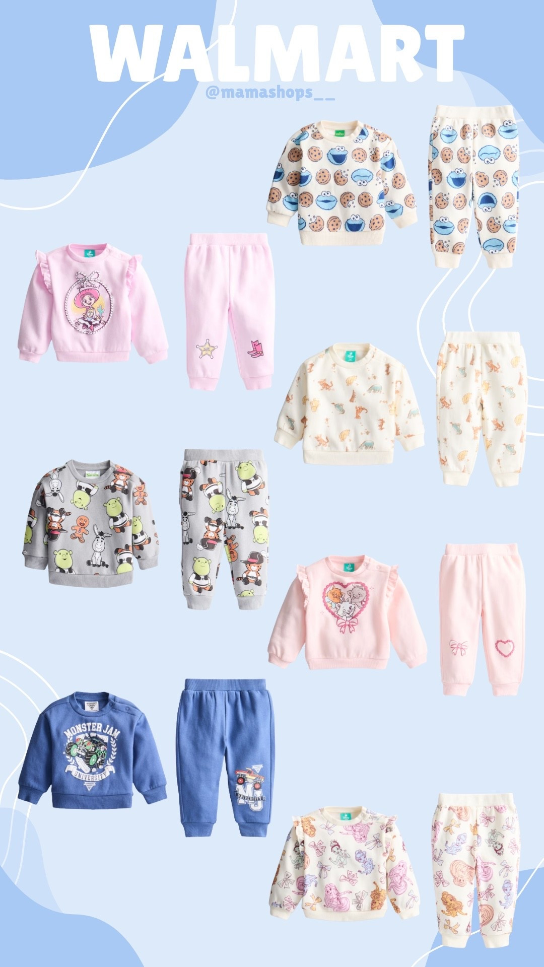 Check out these super adorable boys & girls character pullover sweater and pants 2pc set  👧🏻🤗

Find them @Walmart, linking them here as well 🔗✨

(Anything missing will be added when available)