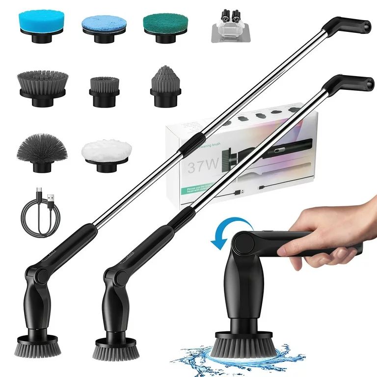 HITTI Electric Spin Scrubber, Cordless Cleaning Brush with Adjustable Extension Arm 8 Replaceable... | Walmart (US)