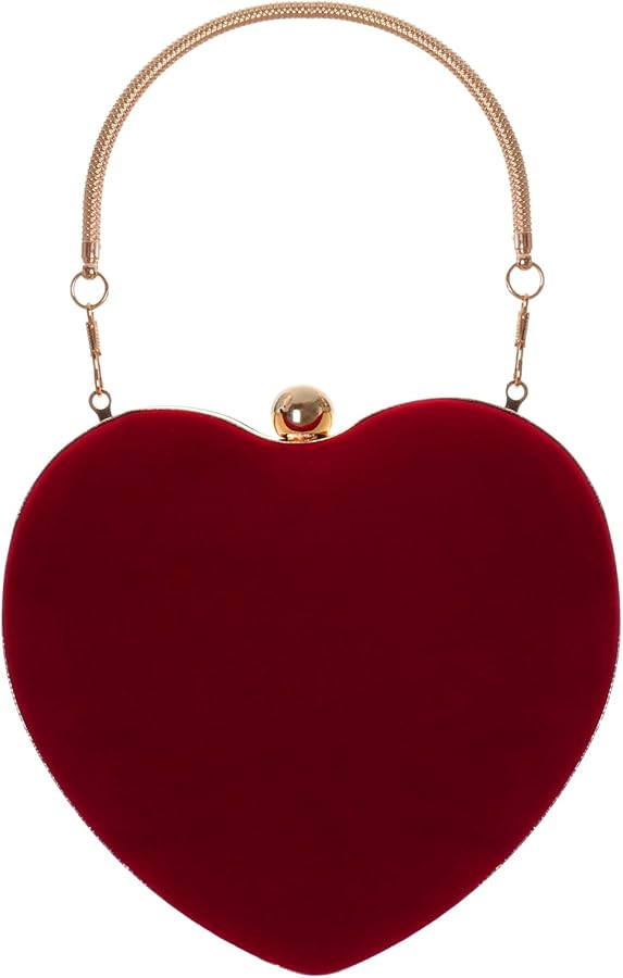Women Heart Shaped Purse Velvet Small Evening Handbag Clutch Shoulder Bag for Wedding Cocktail Pa... | Amazon (US)