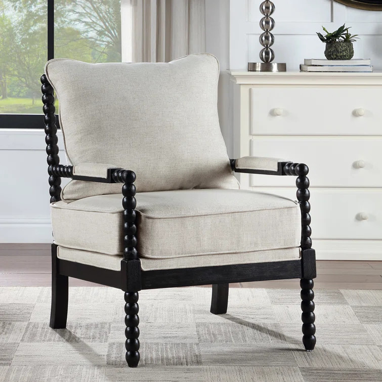 Lorentz Modern Farmhouse Accent Chair 25.5" Wide Chenille with Turned Wood and Solid Frame | Wayfair North America