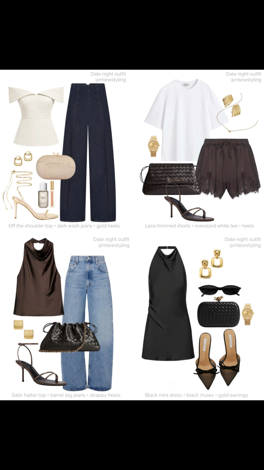 What to wear for date night in spring & summer ✨

Tags: spring outfit, high waist dark wash jeans, gold heeled sandals, Olga berg clutch bag, satin lace trimmed sandals, chocolate brown halter neck top, aritzia mini dress, gold earrings, night out look

#LTKdatenight #LTKstyletip #LTKpartywear